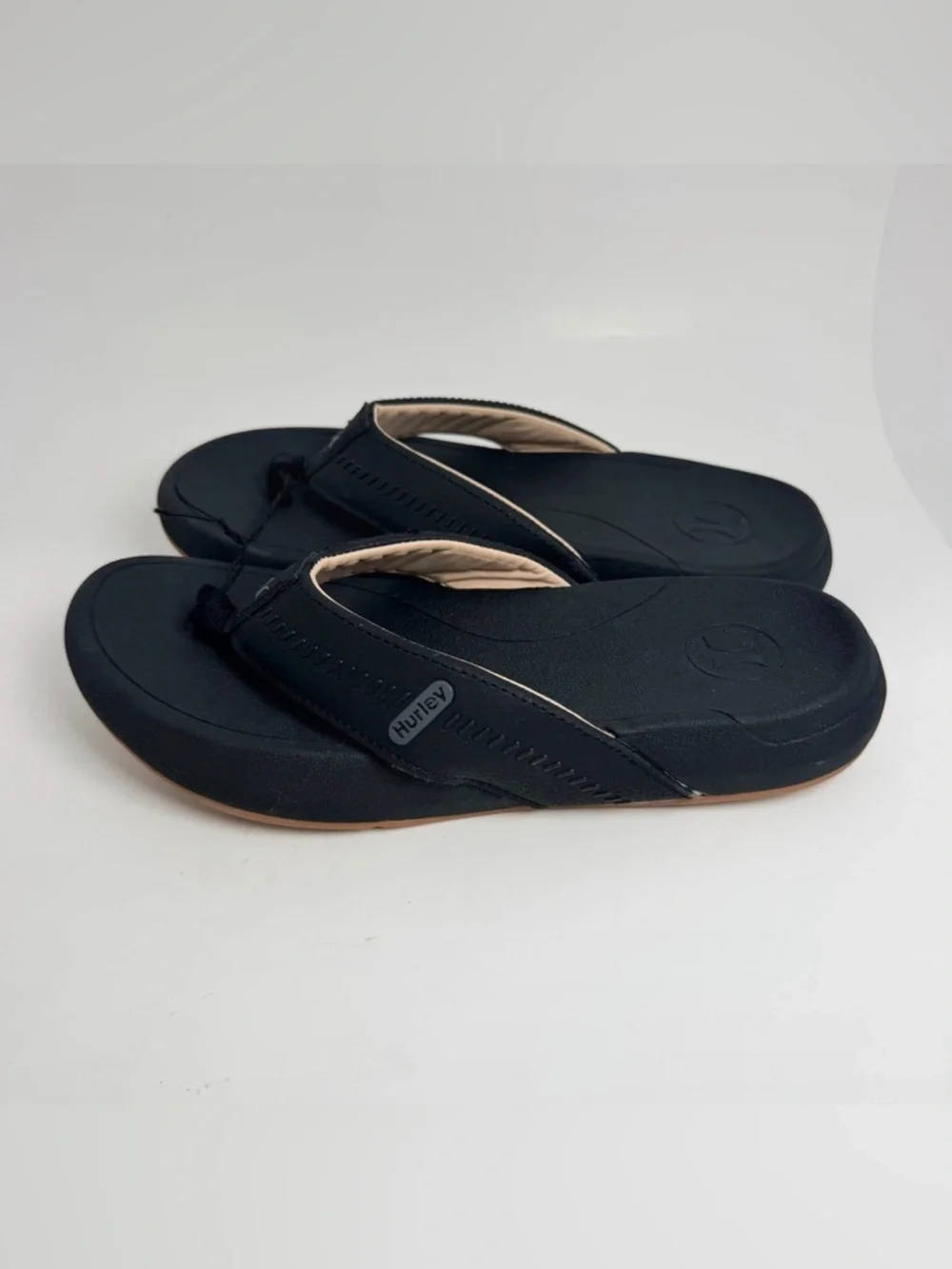 Hurley Black Women's Thong Sandals with Tan Outsole
